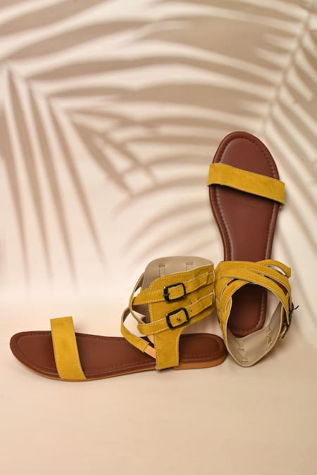 Mustard yellow 2024 flat sandals