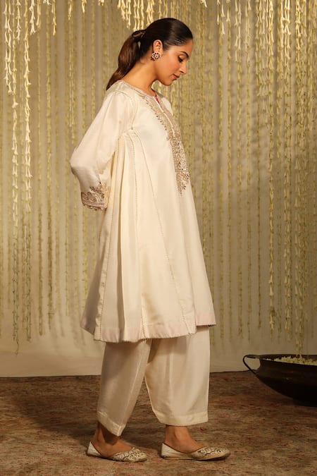 Buy Sheetal Batra Ivory Silk Sequins, Meher Thread Placement Anarkali With Dogri Salwar Online at Aza Fashions Buy_Sheetal Batra_Ivory Silk Sequins, Meher Thread Placement Anarkali With Dogri Salwar _Online_at_Aza_Fashions
