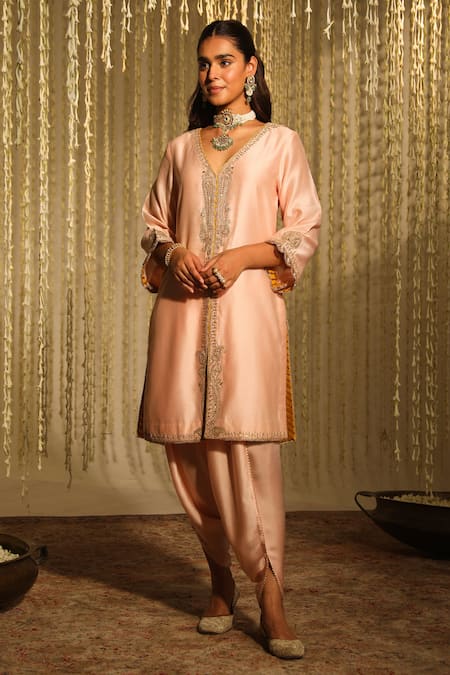 Sheetal Batra Umrah Silk Chanderi Embroidered Kurta With Tulip Dhoti Pant 