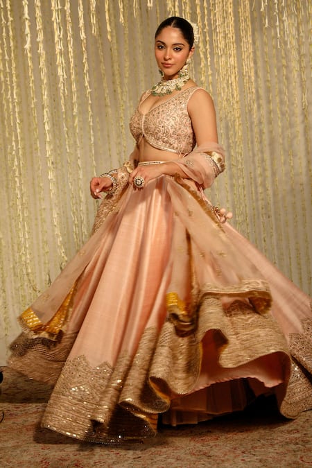 Sheetal Batra_Pink , Organza Sequins, Lace Aasiya Raw Embroidered Bridal Lehenga Set _Online_at_Aza_Fashions