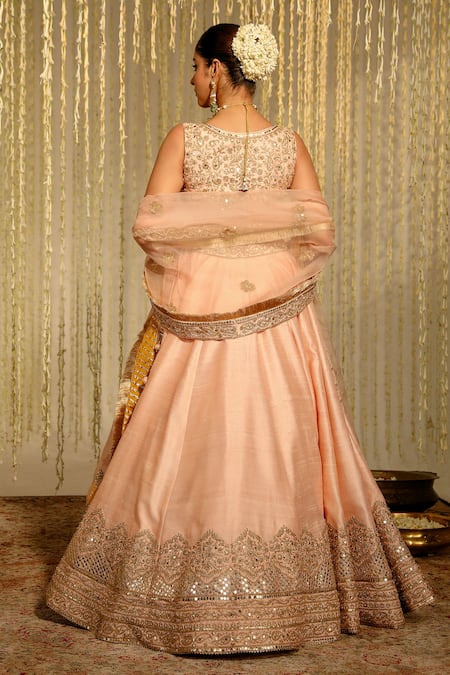 Buy_Sheetal Batra_Pink , Organza Sequins, Lace Aasiya Raw Embroidered Bridal Lehenga Set _Online_at_Aza_Fashions