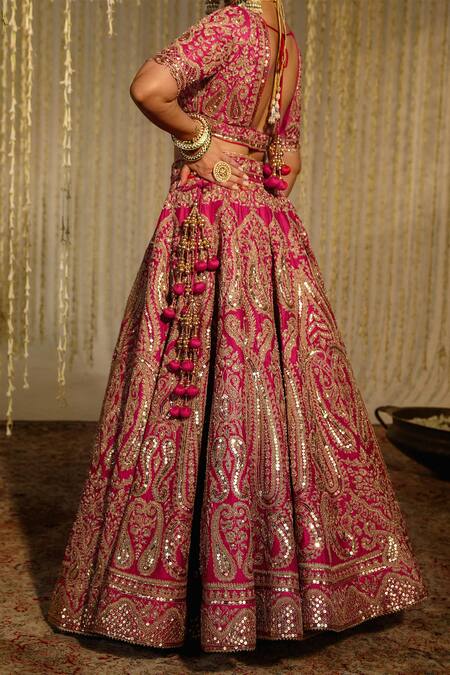 Shop Sheetal Batra Pink , Organza Sequins Amirah Sitaara Embroidered Bridal Lehenga Set Online at Aza Fashions Shop_Sheetal Batra_Pink , Organza Sequins Amirah Sitaara Embroidered Bridal Lehenga Set _Online_at_Aza_Fashions