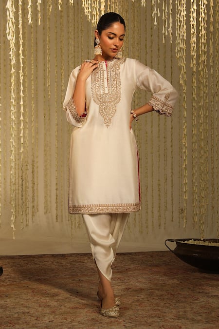 Sheetal Batra Enisa Sitaara Placket Embroidered Kurta & Dhoti Pant Set 