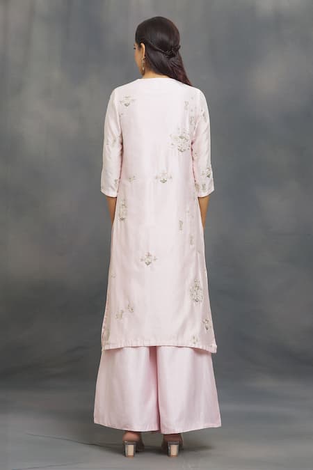 Samyukta Singhania Chanderi Zardozi Embroidered Kurta Flared Pant Set 