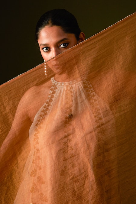 Buy_Aurul_White Organza, Silk, Cotton Beads, Sequins, Zari, Aari Kurta Sharara Pant Set _Online_at_Aza_Fashions