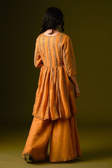 Aurul Zari Bloom Vine Embroidered Kurta Sharara Set 