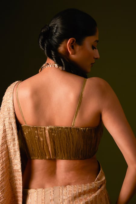 Buy Aurul Beige Cotton, Silk Zari Square Neck Striped And Pitta Work Saree With Blouse Online at Aza Fashions Buy_Aurul_Beige Cotton, Silk Zari Square Neck Striped And Pitta Work Saree With Blouse _Online_at_Aza_Fashions