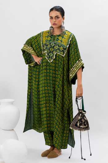 Buy_Prahnaaya_Black Sequins, Zari Ajrakh Satin Potli _Online_at_Aza_Fashions