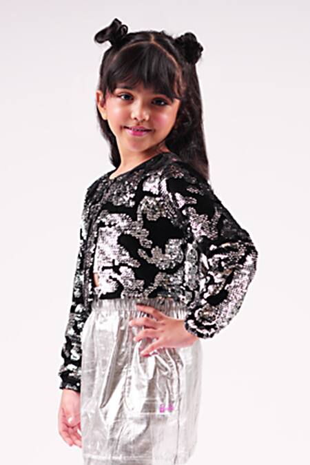 Lil Drama_Black Polyester Sequins Embellished Jacket _Online_at_Aza_Fashions