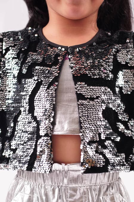 Lil Drama_Black Polyester Sequins Embellished Jacket _at_Aza_Fashions