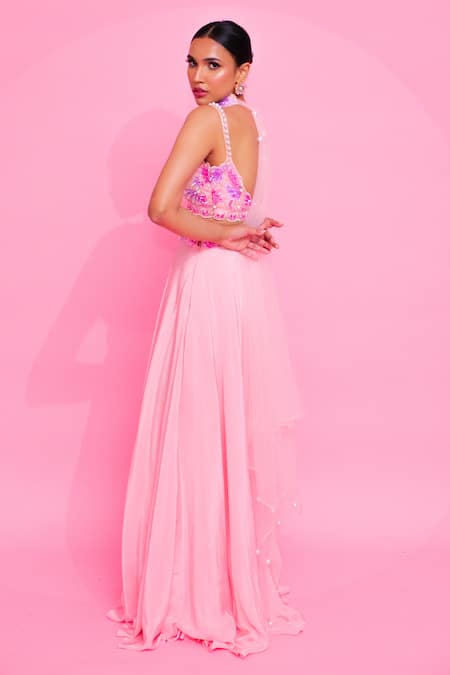 Anshika Tak Label Embroidered Blouse Palazzo Set 