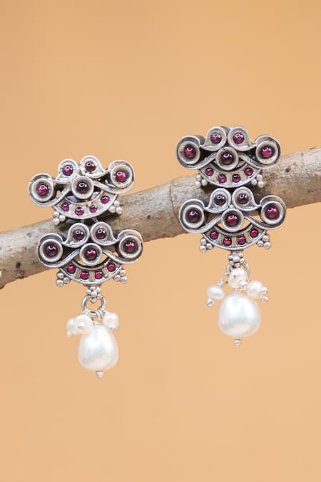 Pretty Antique Kemp Stone Earrings - South India Jewels