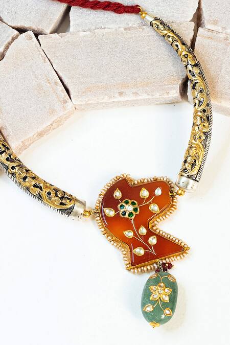 Shop Mero Jewellery Multi Color Meenakari Work Pendant Necklace at Aza Fashions Shop_Mero Jewellery_Multi Color Meenakari Work Pendant Necklace_at_Aza_Fashions