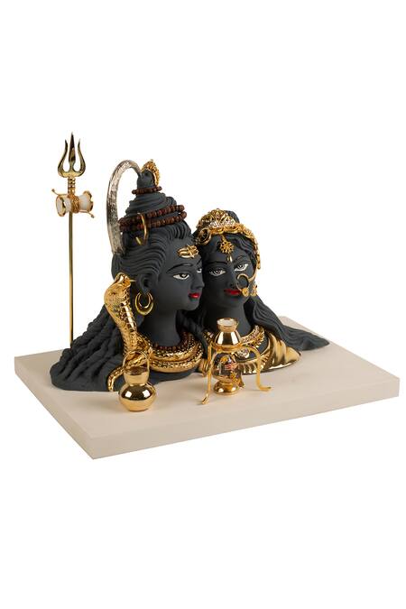 H2h_Black Fibre Crystal Shiv Parvati Sculpture_Online_at_Aza_Fashions
