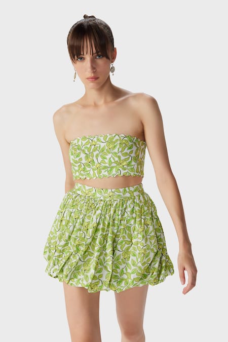 THE IASO Leaf Print Mini Skirt 