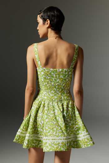 Shop The Iaso Green Cotton Lace Sweetheart Neck Printed Strappy Mini Dress at Aza Fashions Shop_The Iaso_Green Cotton Lace Sweetheart Neck Printed Strappy Mini Dress _at_Aza_Fashions