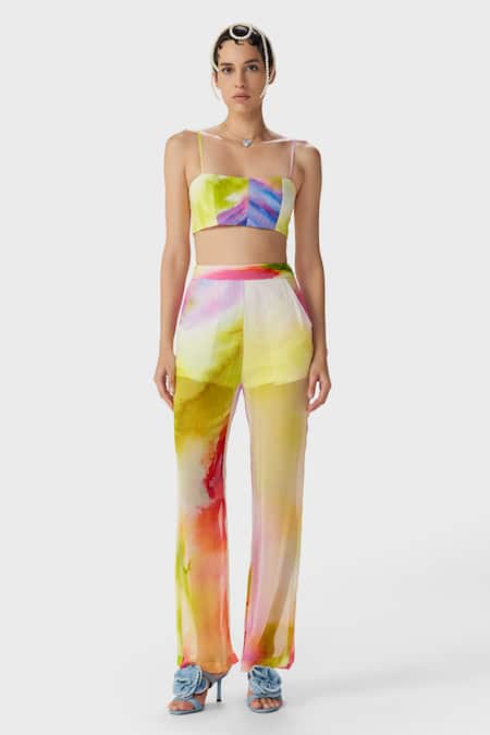 Shop_The Iaso_Multi Color Chiffon Elea Ombre Overlay Beach Pant _Online_at_Aza_Fashions