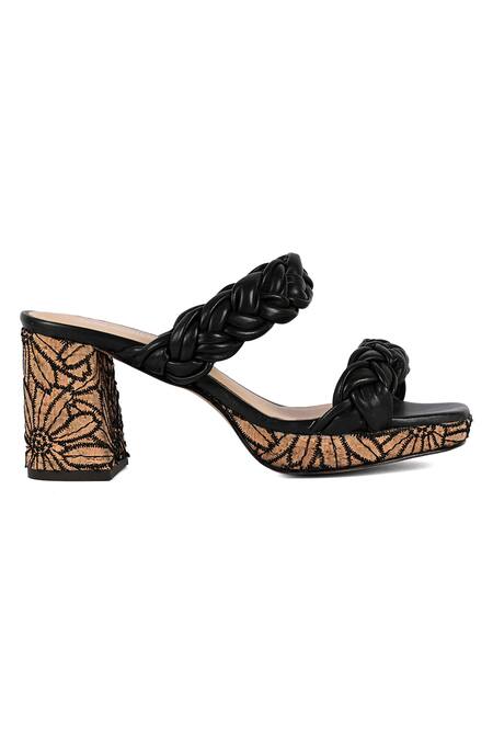 Vanilla Moon_Black Embroidery Sasha Braided Strap Sandals_Online_at_Aza_Fashions