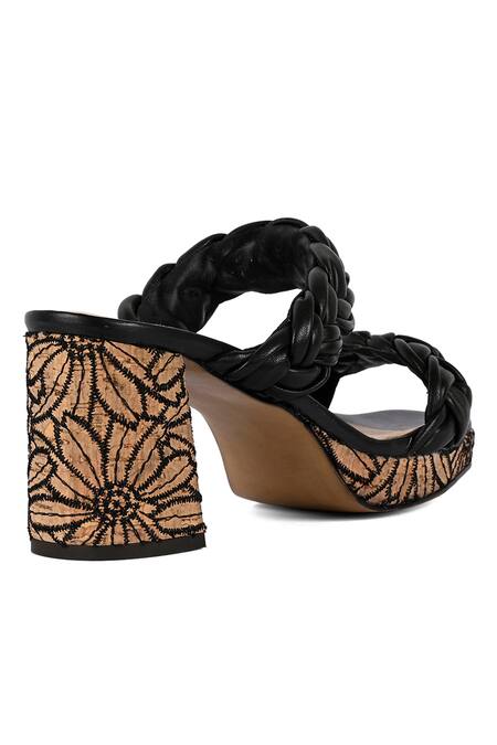 Buy_Vanilla Moon_Black Embroidery Sasha Braided Strap Sandals_Online_at_Aza_Fashions