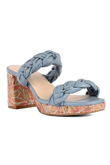 Vanilla Moon_Blue Embroidery Sasha Braided Strap Platform Sandals_Online_at_Aza_Fashions