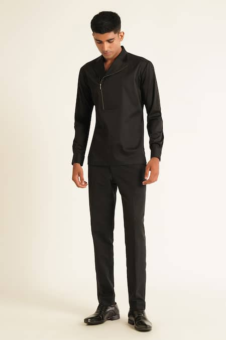 Dhruv Vaish Lapel Collar Kurta Shirt 