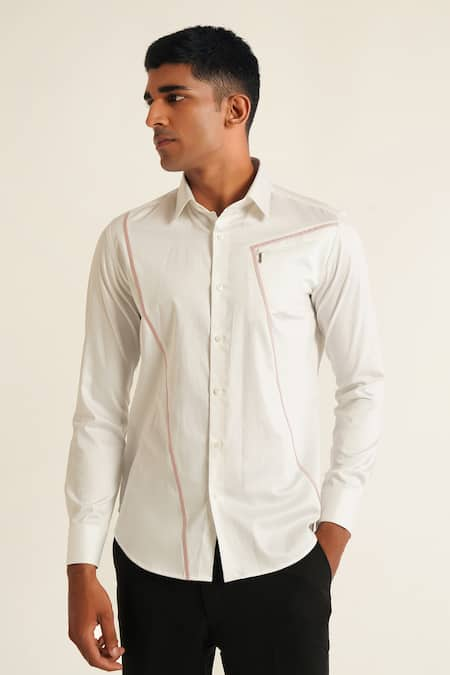 Dhruv Vaish Placed Stripe Pattern Shirt 