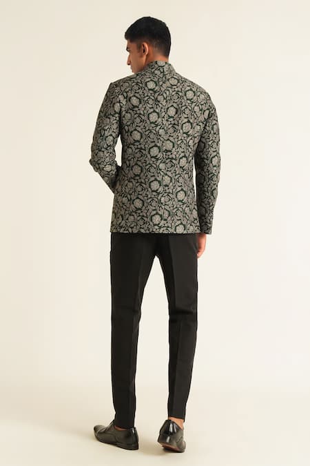 Dhruv Vaish Floral Print & Embroidered Bandhgala 