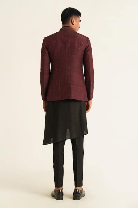 Dhruv Vaish Sequin Embroidered Open Bandhgala 