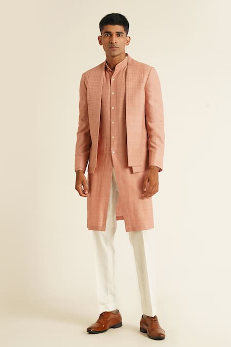 Dhruv Vaish Embroidered Open Bandhgala Set 