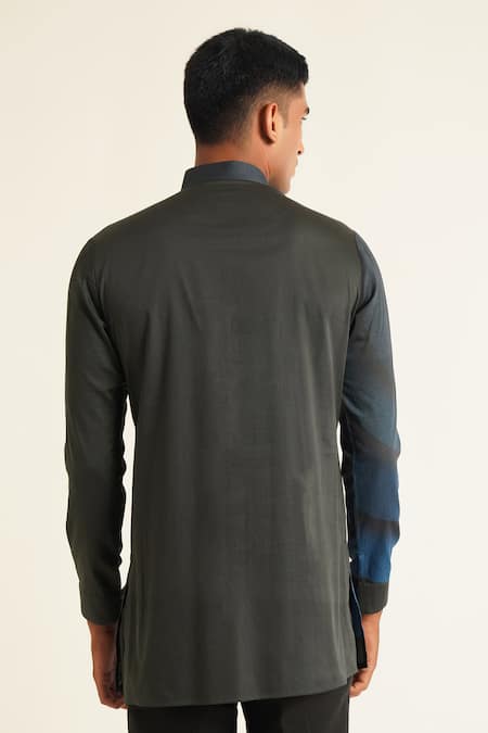 Dhruv Vaish Stroke Print Asymmetric Kurta 