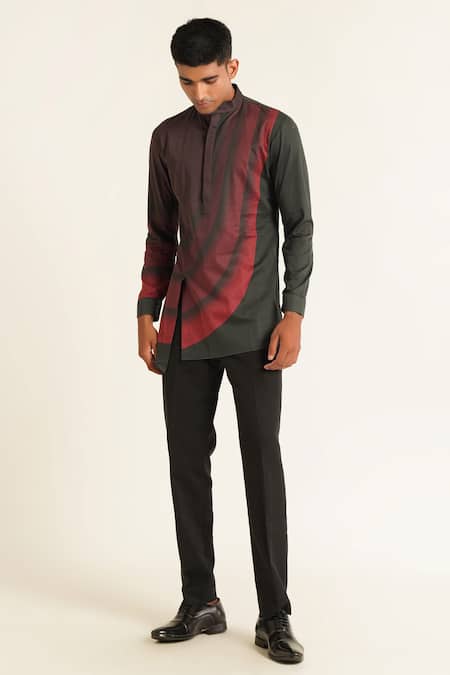 Dhruv Vaish Curved Line Print Kurta 
