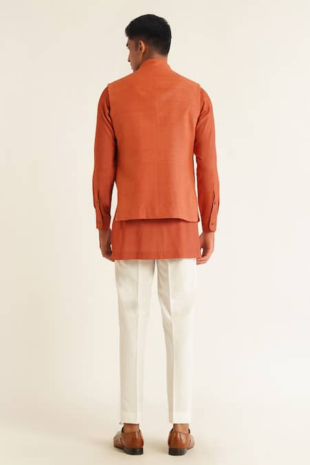 Dhruv Vaish Silk Embroidered Jawahar Jacket & Kurta Set 