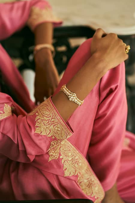 Buy The Whole Nine Yards Pink , Organza Embroidery Split Nitara Placement Hand Kurta Pant Set Online at Aza Fashions Buy_The Whole Nine Yards_Pink , Organza Embroidery Split Nitara Placement Hand Kurta Pant Set _Online_at_Aza_Fashions