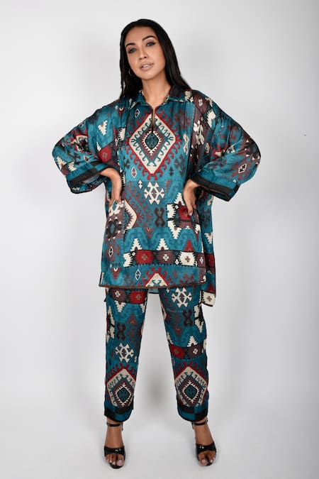 Anmol Kakad Geometric Pattern Tunic & Pant Set 