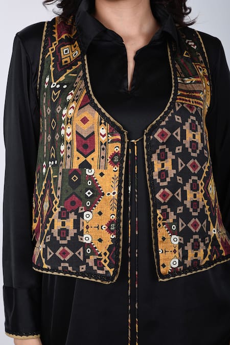 Buy Anmol Kakad Yellow Silk, Cotton Embroidery Collared Printed Koti Vest With Turkish Pant Set Online at Aza Fashions Buy_Anmol Kakad_Yellow Silk, Cotton Embroidery Collared Printed Koti Vest With Turkish Pant Set_Online_at_Aza_Fashions