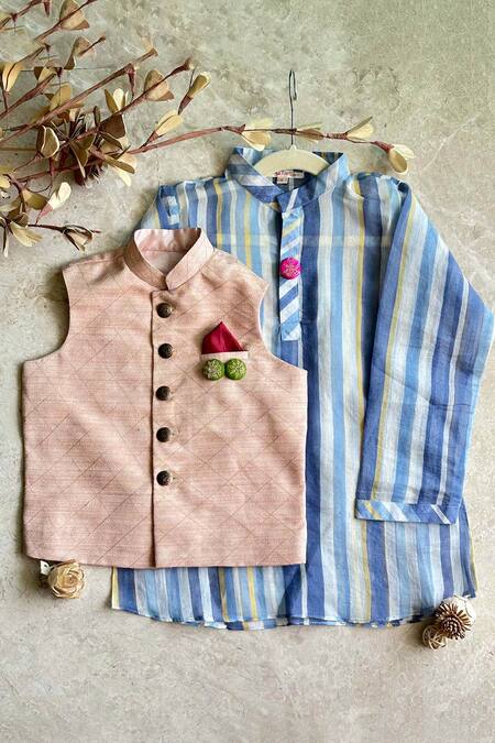 Khela Peach Silk Hand Embroidered Abstract Nehru Jacket Online at Aza Fashions Khela_Peach Silk Hand Embroidered Abstract Nehru Jacket_Online_at_Aza_Fashions