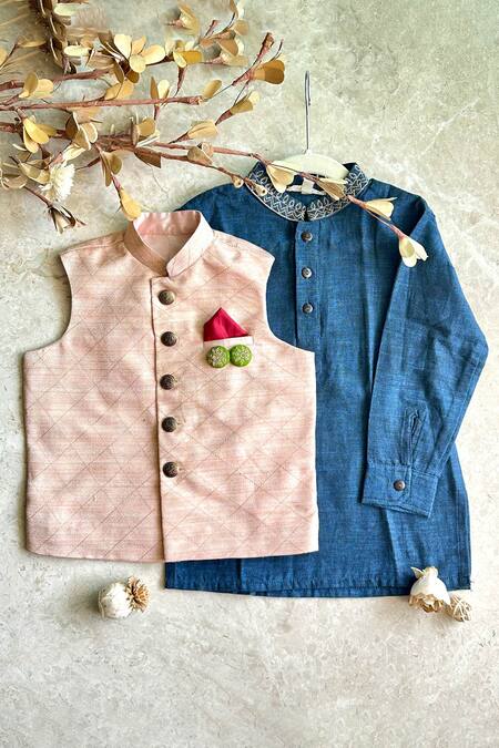 Shop Khela Peach Silk Hand Embroidered Abstract Nehru Jacket Online at Aza Fashions Shop_Khela_Peach Silk Hand Embroidered Abstract Nehru Jacket_Online_at_Aza_Fashions