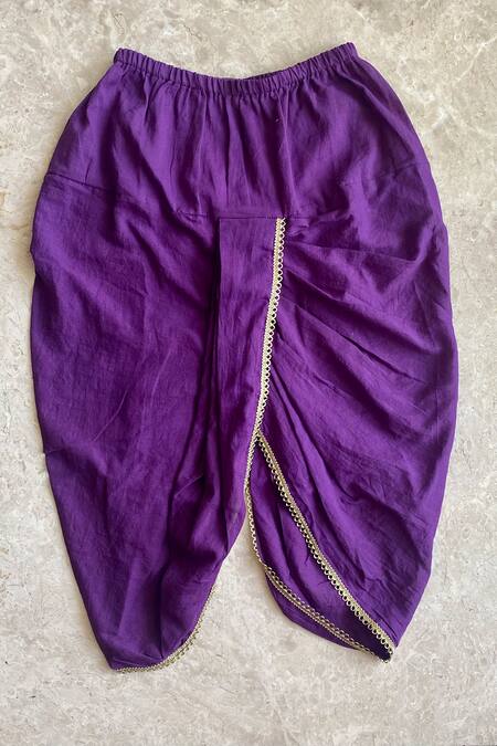 Buy_Khela_Blue Cotton Polka Dots Pattern Kurta And Dhoti Pant Set_Online_at_Aza_Fashions