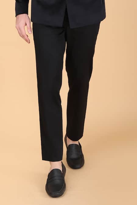 Shop Manish Nagdeo Black Velvet, Viscose Solid Bandhgala Set Online at Aza Fashions Shop_Manish Nagdeo_Black Velvet, Viscose Solid Bandhgala Set _Online_at_Aza_Fashions