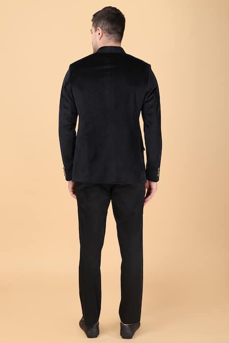 Shop Manish Nagdeo Black Velvet, Viscose Solid Bandhgala Set at Aza Fashions Shop_Manish Nagdeo_Black Velvet, Viscose Solid Bandhgala Set _at_Aza_Fashions