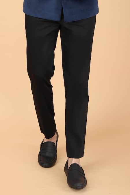 Manish Nagdeo Blue Velvet, Viscose Plain Bandhgala And Trouser Set at Aza Fashions Manish Nagdeo_Blue Velvet, Viscose Plain Bandhgala And Trouser Set _at_Aza_Fashions