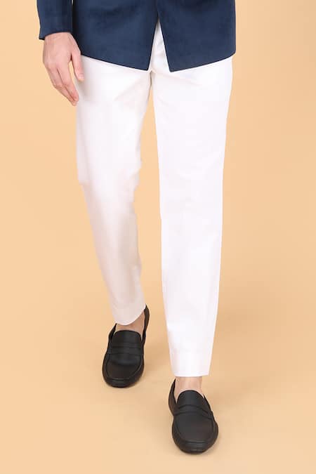 Manish Nagdeo_Blue Velvet, Viscose Plain Bandhgala Set _at_Aza_Fashions