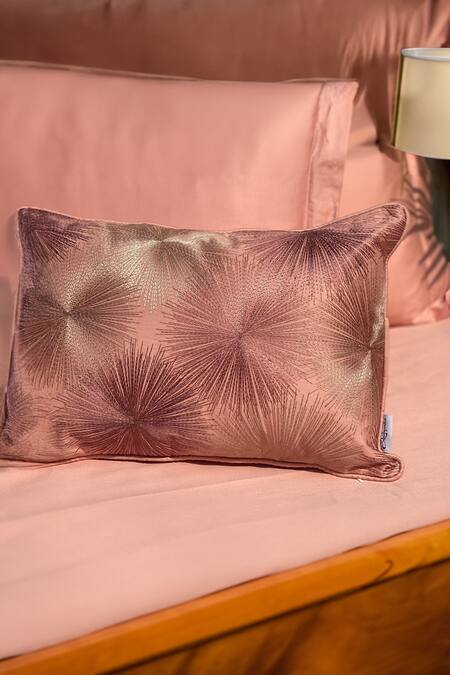 Sadyaska_Peach 300tc Cotton Embroidered Treasure Bedsheet Set_Online_at_Aza_Fashions