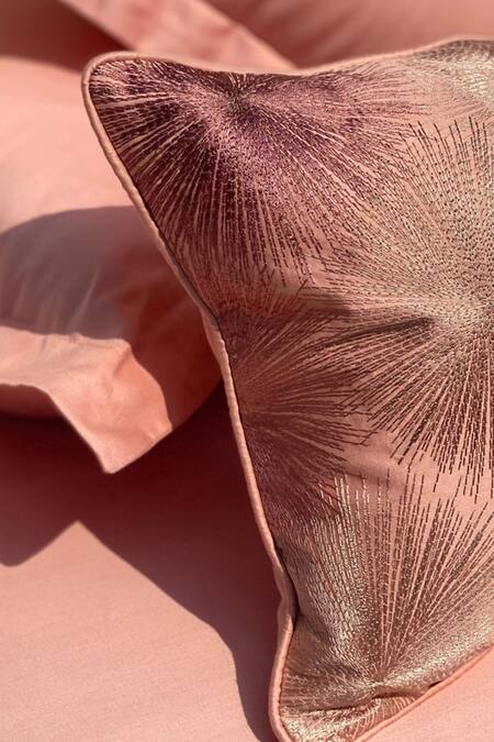 Buy_Sadyaska_Peach 300tc Cotton Embroidered Treasure Bedsheet Set_Online_at_Aza_Fashions