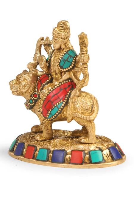 Buy_Amoliconcepts_Multi Color Brass Stone Durga Ma Carved Idol_Online_at_Aza_Fashions