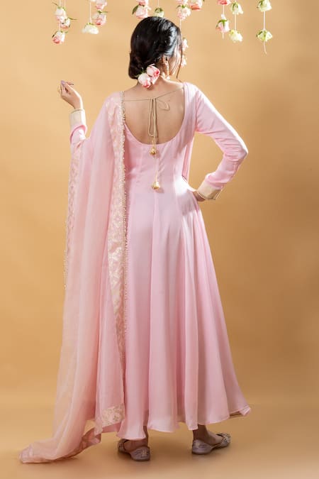 Monk & Mei By Sonia Anand Satya Floral Brocade Pattern Anarkali With Dupatta 