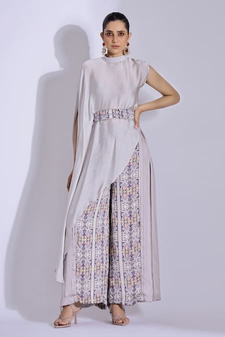 Studio Surbhi Asymmetric Top With Side Pleated Flared Pant 