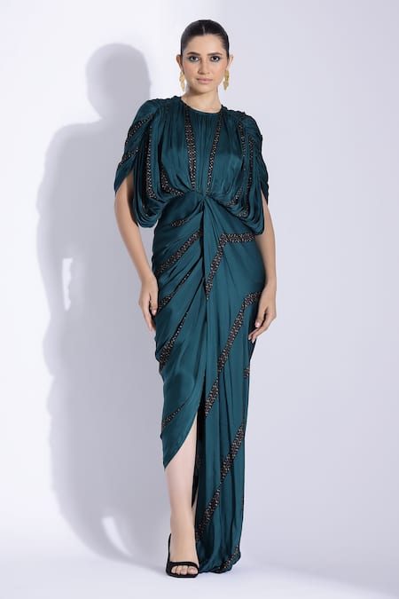 Studio Surbhi Hand Draped Printed Kaftan Gown 