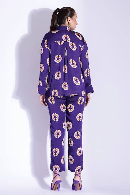 Shop Studio Surbhi Blue Georgette, Satin Embroidery, Cut Geometric Digital Print Shirt And Pant Set at Aza Fashions Shop_Studio Surbhi_Blue Georgette, Satin Embroidery, Cut Geometric Digital Print Shirt And Pant Set _at_Aza_Fashions