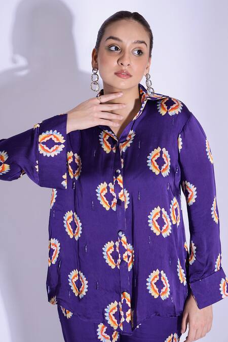 Shop Studio Surbhi Blue Georgette, Satin Embroidery, Cut Geometric Digital Print Shirt And Pant Set Online at Aza Fashions Shop_Studio Surbhi_Blue Georgette, Satin Embroidery, Cut Geometric Digital Print Shirt And Pant Set _Online_at_Aza_Fashions